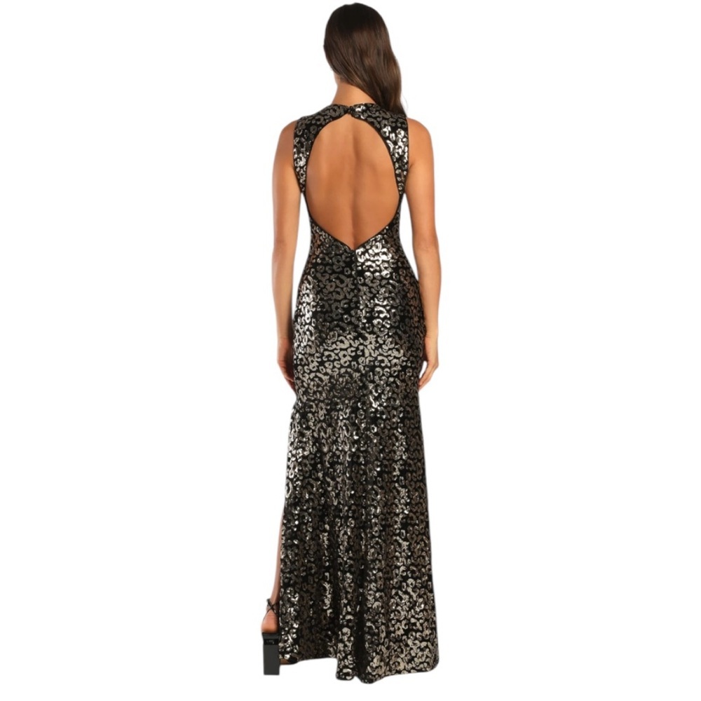 Lulu's Black and Silver Sequin Maxi Gown - Picture 2 of 9